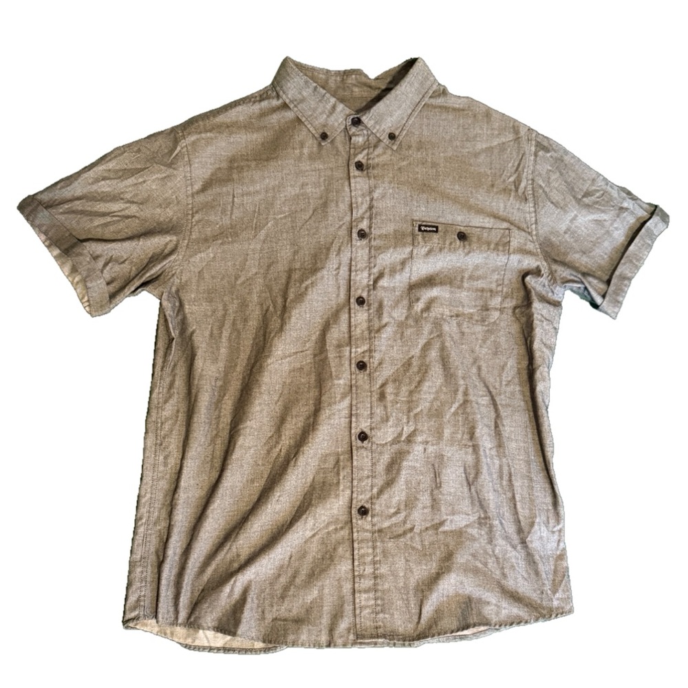 Brixton Short Sleeve Button-Up Shirt – Chambray Gray (Men’s Medium)